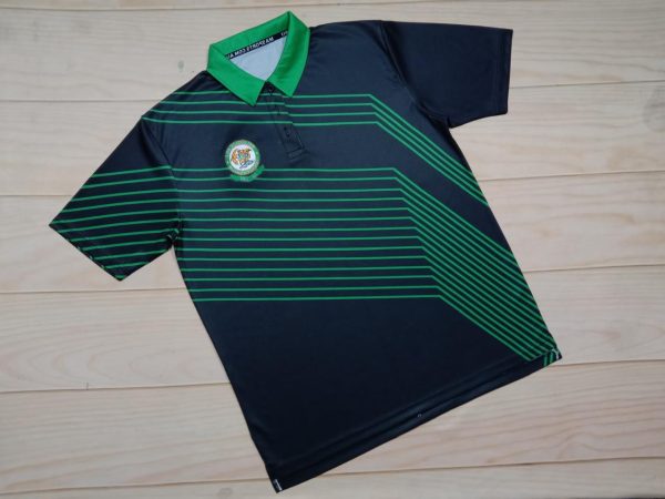 Polo Black with Green Stripes